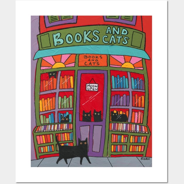 Books and Cats Wall Art by KilkennyCat Art